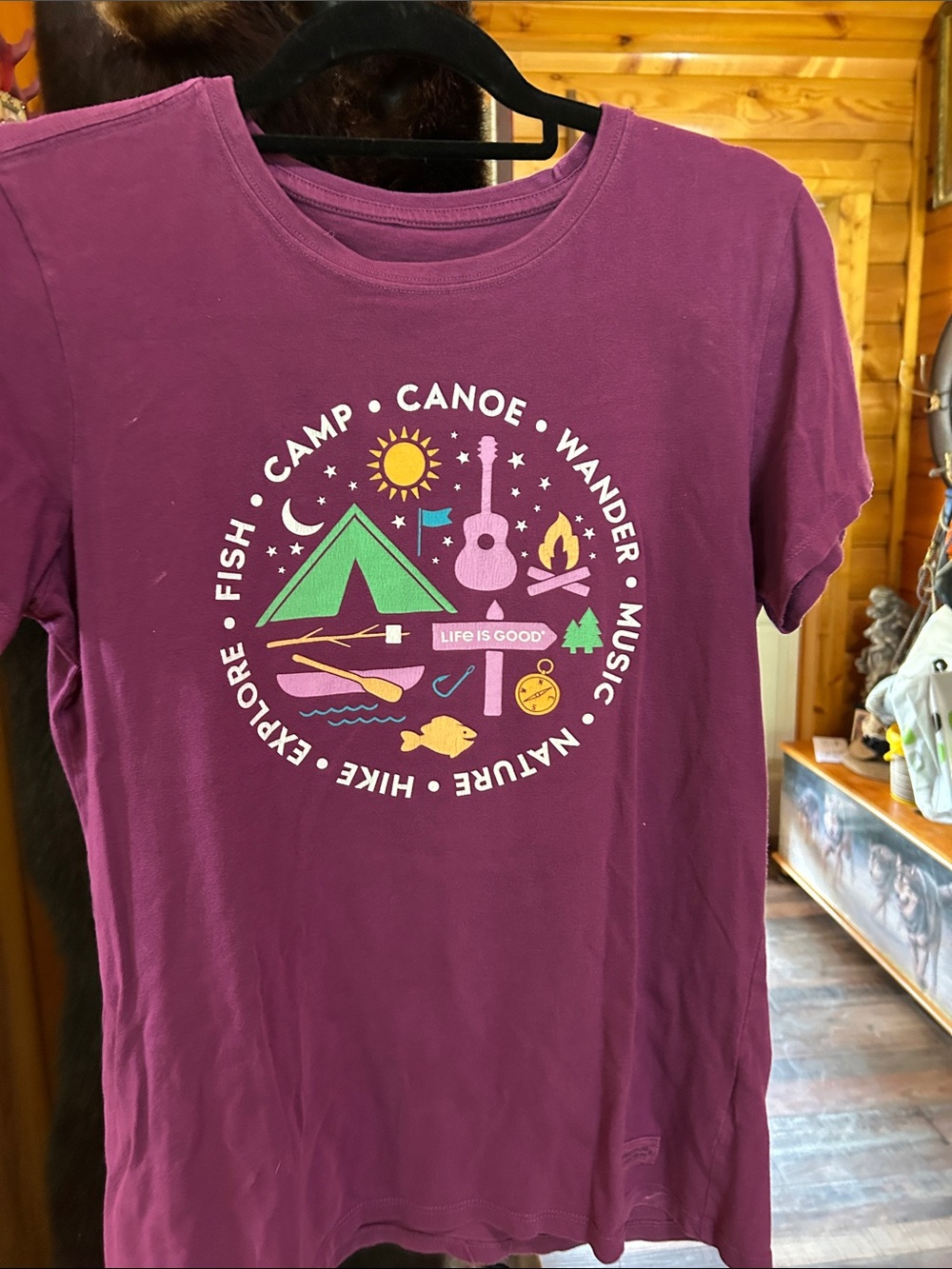 Life Is Good Purple Camping Graphic Tee